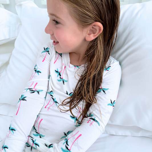 Miami Palm Tree White Two-Piece Set