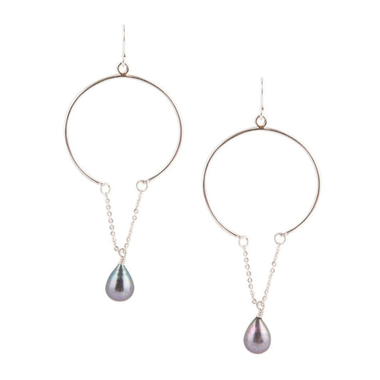 Pearl and Sterling Silver Chain Earrings