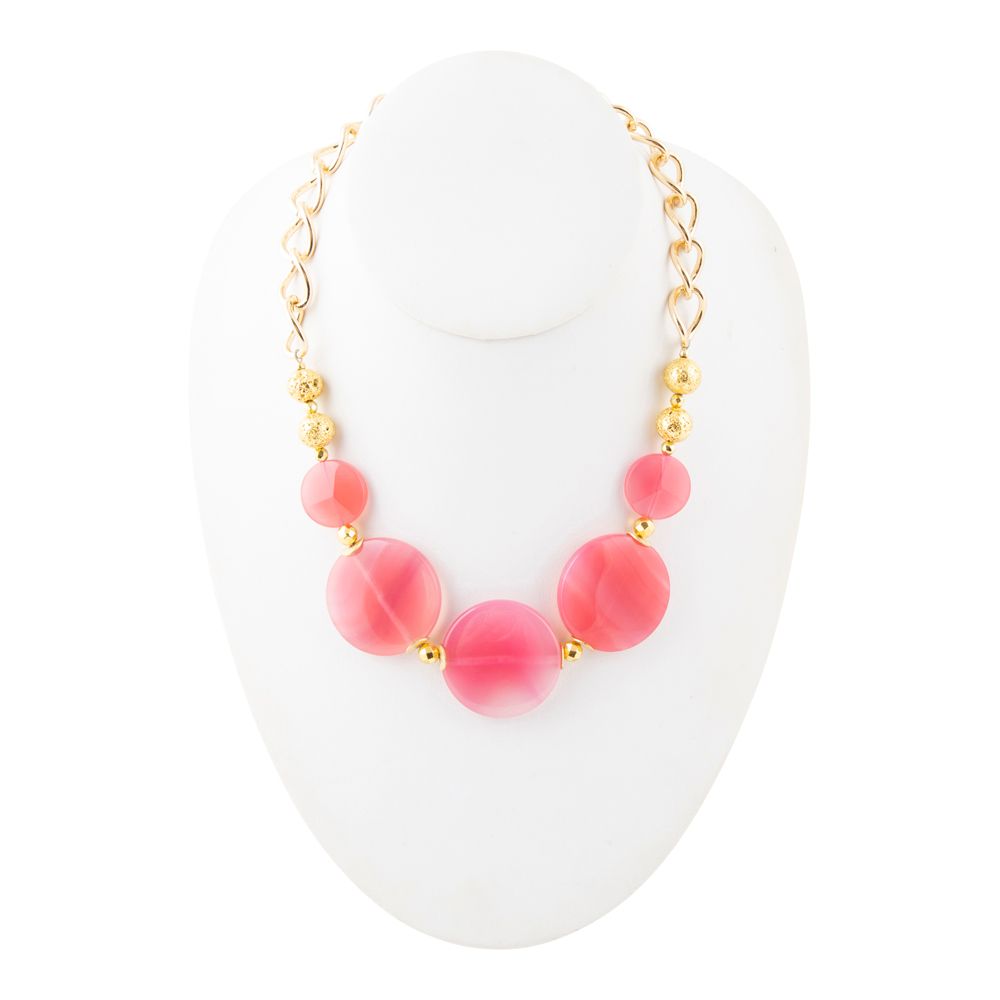 Peony Fuchsia Pink Agate Statement Necklace