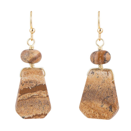 Picture Jasper Slab Earrings