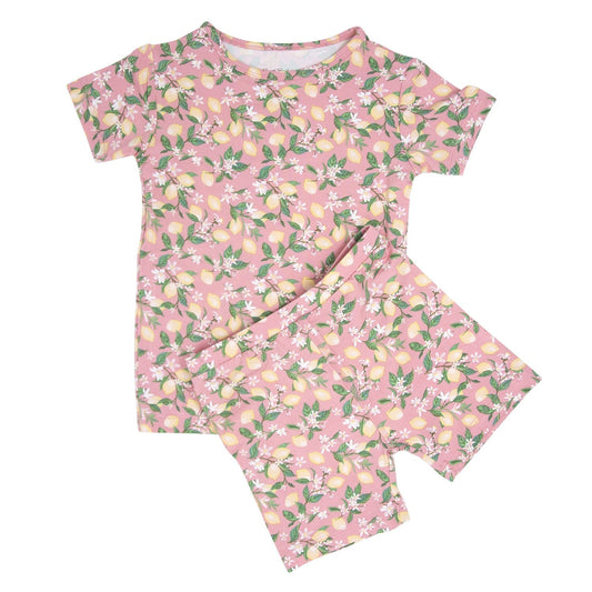 Pink Lemon Floral Print Summer Pajama Set