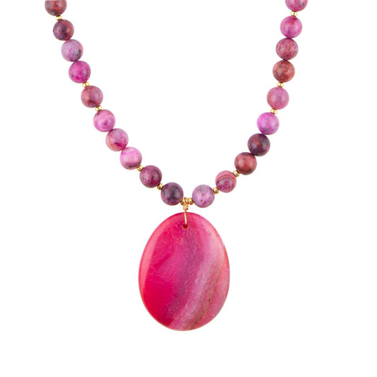 Pink Magenta Dreams Agate Slab Pendant Necklace