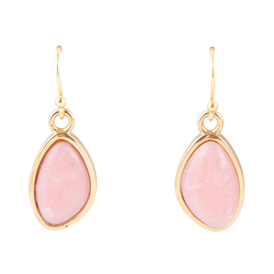 Pink Opal Golden Drop Earrings