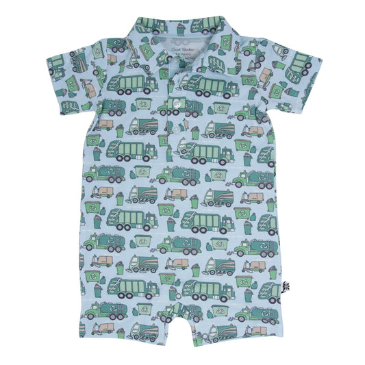 Garbage Trucks Recycle Polo Romper