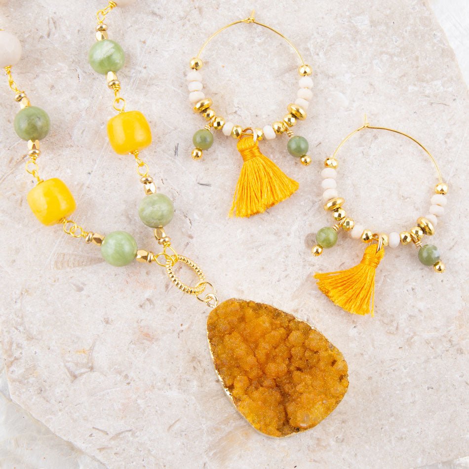 Pomelo Tassel Hoop Earrings