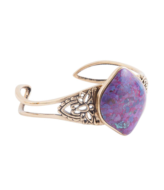 Purple Turquoise Golden Cuff Bracelet