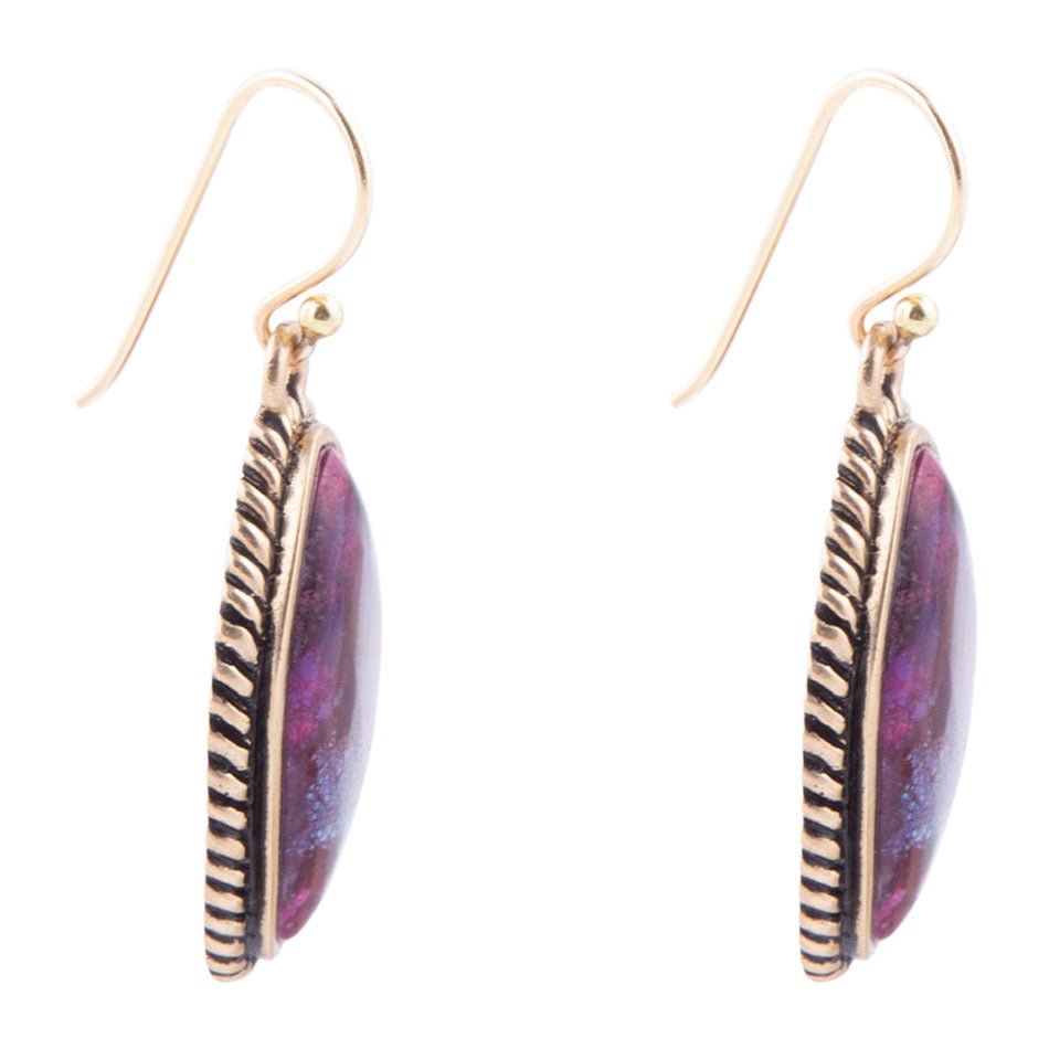Purple Turquoise Boulder Statement Earrings