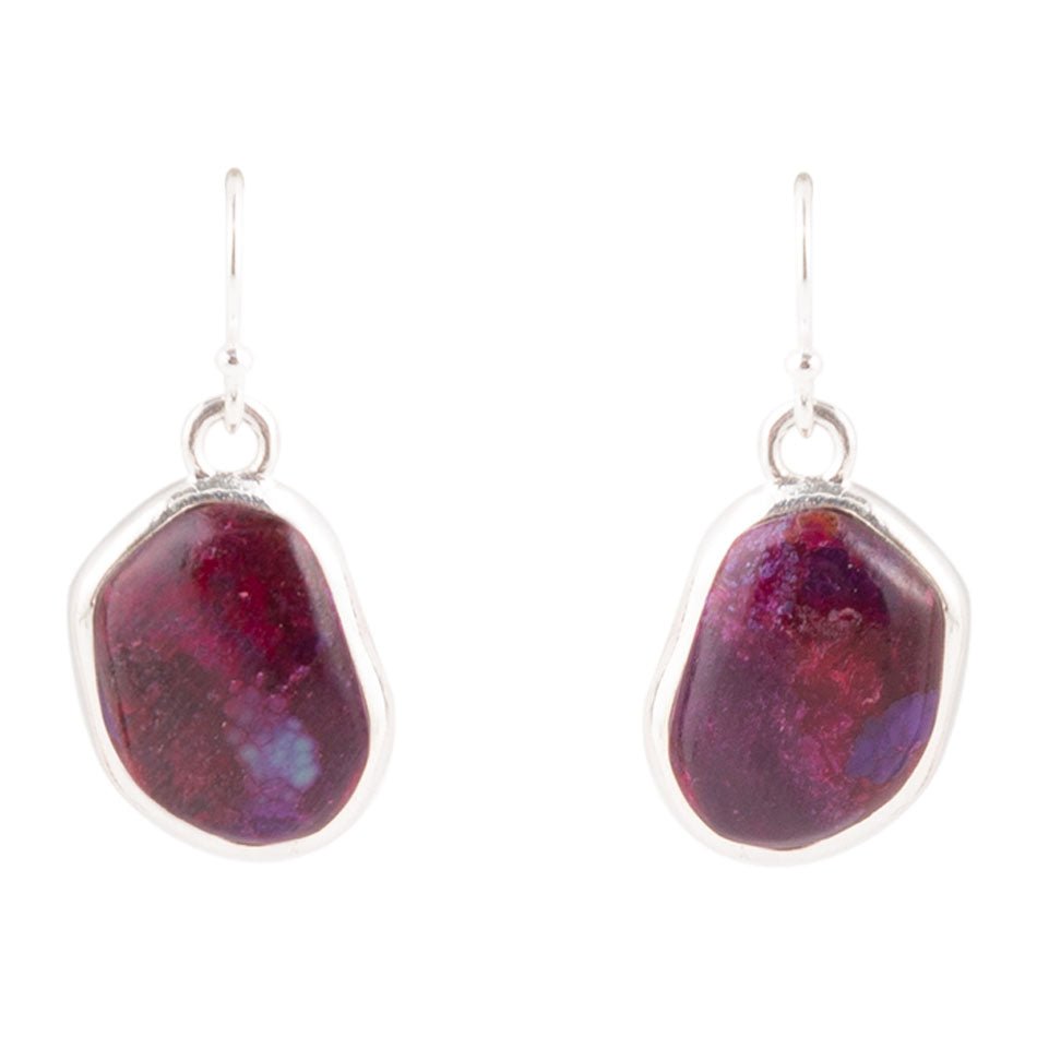 Purple Turquoise Drop Earrings - Sterling Silver
