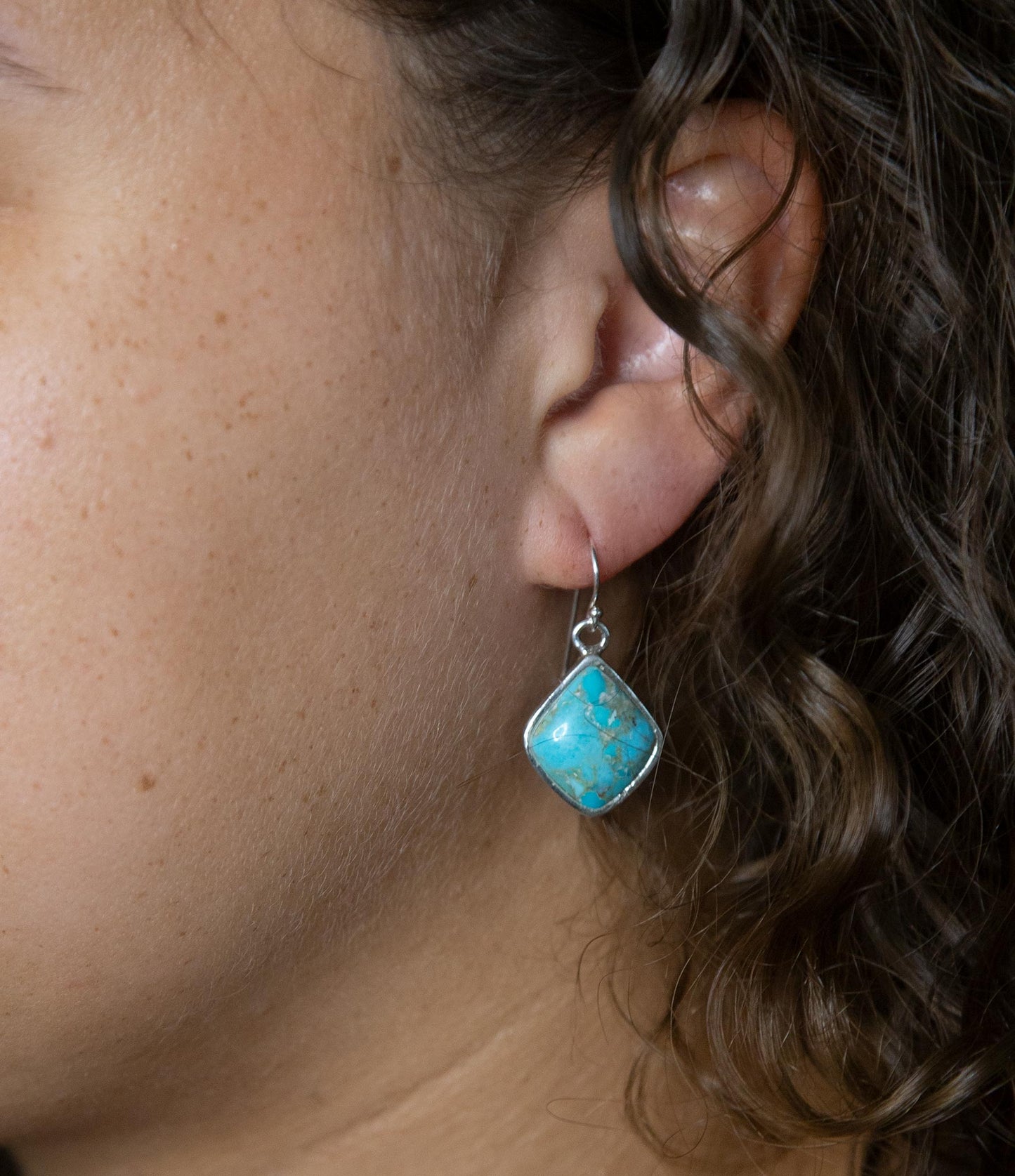 Puzzled Blue Turquoise Sterling Silver Earrings