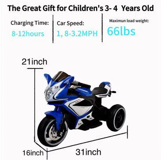 Electric Kids Motorcycle For 3 To 4 Year Old Boys And Girls With Foot Pedal Starter - # BOT&G511210001