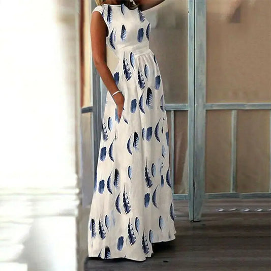 Maternity Dress with O-Neck and Print Design - # BAGE211510120-PRG