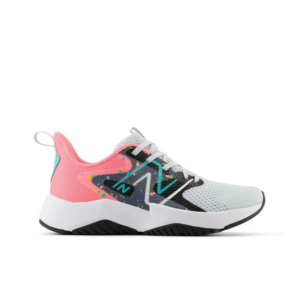 New Balance unisex-child Rave Run V2 Lace-up 12 Little Kid Quartz Grey/Ultra Pink/Cyber Jade - # GIAA71710004