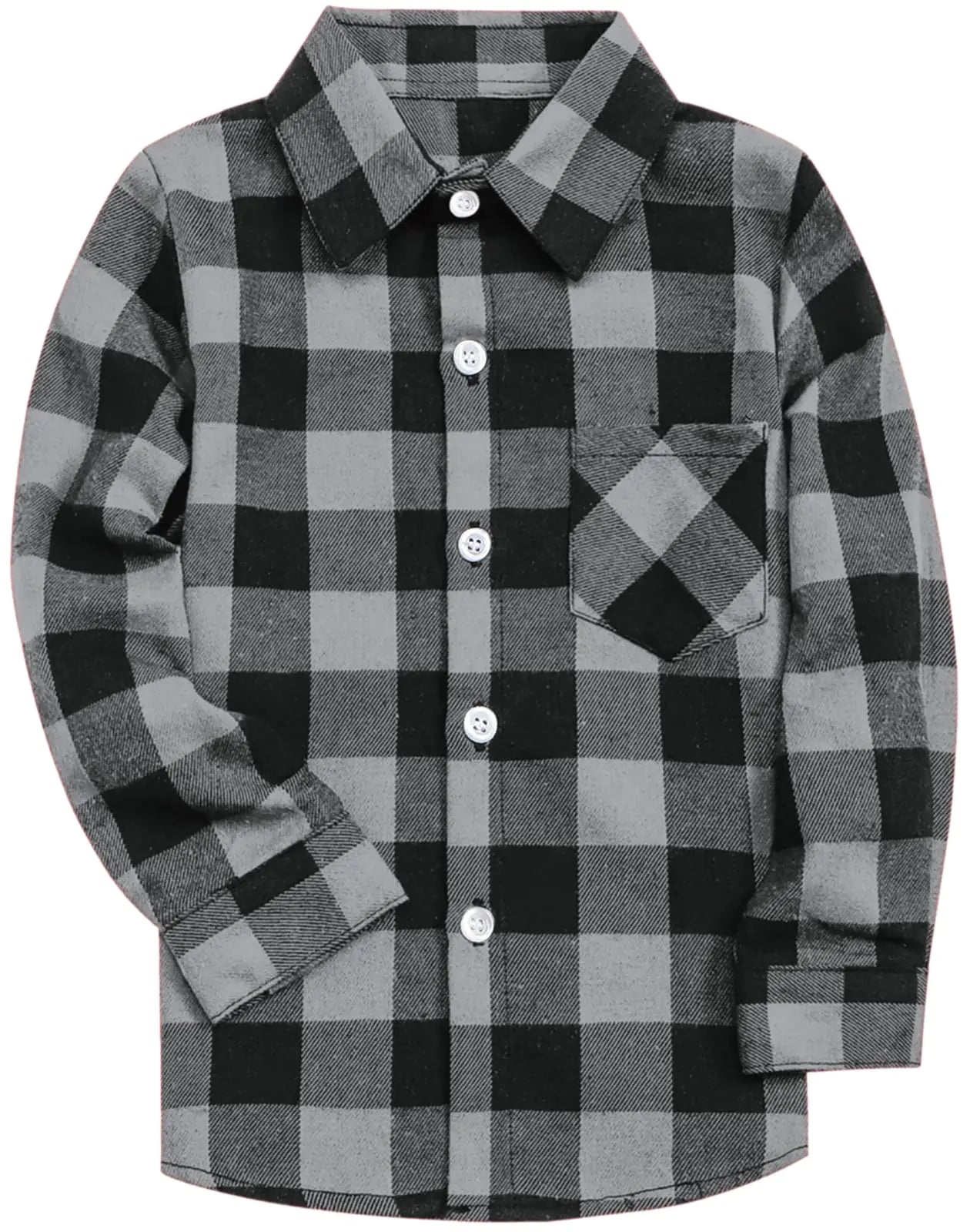 SANGTREE Mens & Boys Plaid Shirt Long Sleeve Button Down Flannel Shirts, US 3 Months - Adult 9XL Youth 14-15 Years Gray Plaid 2 - # BOAA13510001