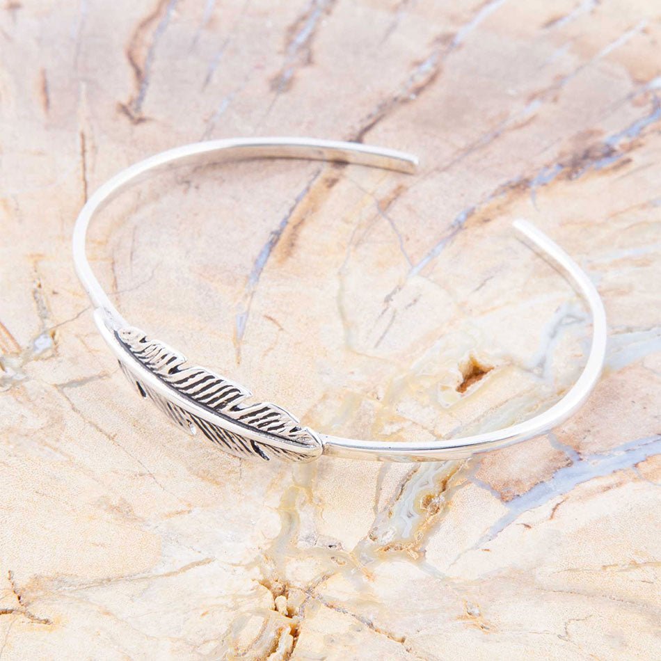 Quill Sterling Feather Cuff Bracelet