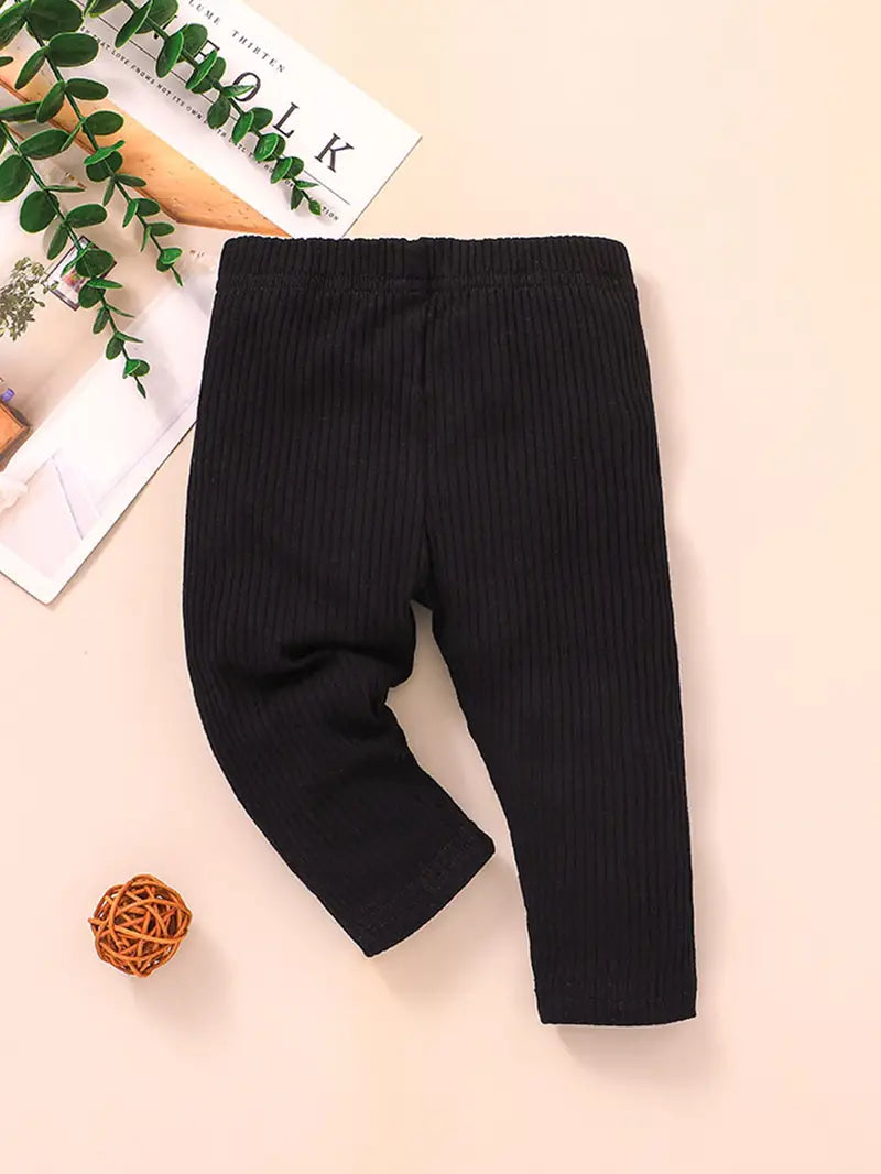 3pcs Baby Girls Solid Ribbed Cotton Leggings Set - # BAAA1B1910002