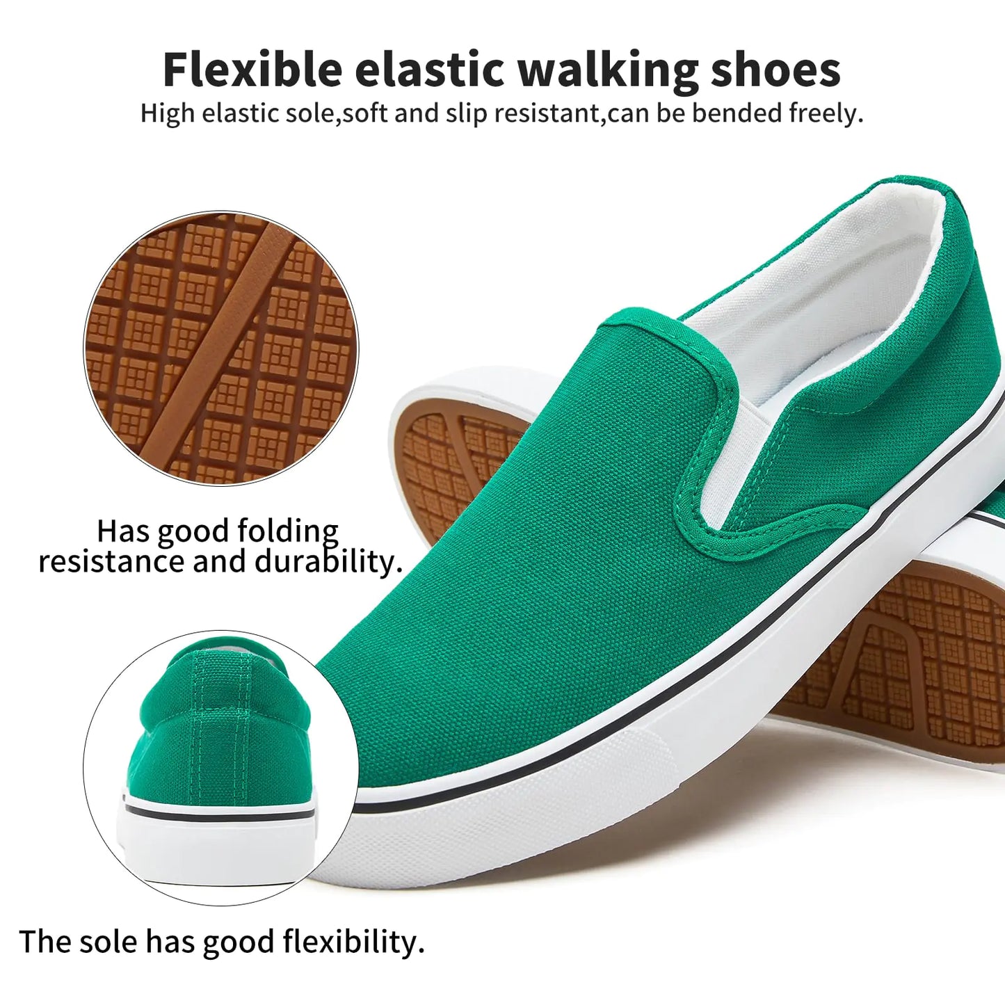 Women's Slip on Shoes Canvas Sneakers Loafers Non Slip Shoes Low Top Casual Shoes 9.5 Dark Green - # GIAA73710012