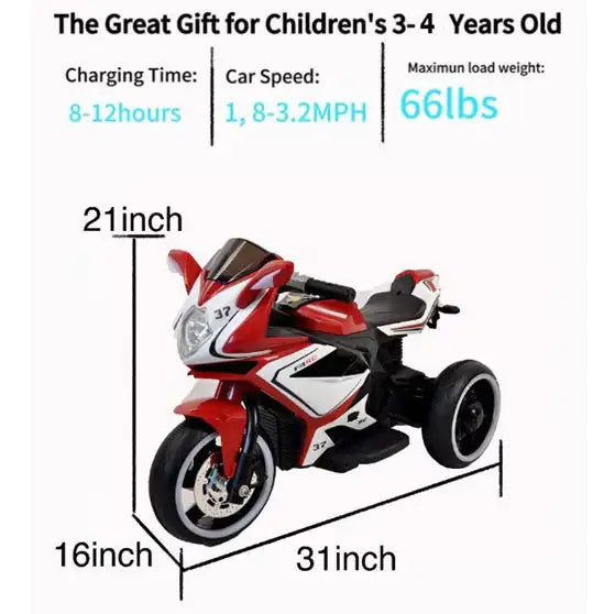 Electric Kids Motorcycle For 3 To 4 Year Old Boys And Girls With Foot Pedal Starter - # BOT&G511210001