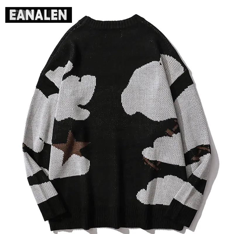 Harajuku vintage cartoon anime knitted sweater men winter oversized - # BOAA13510009