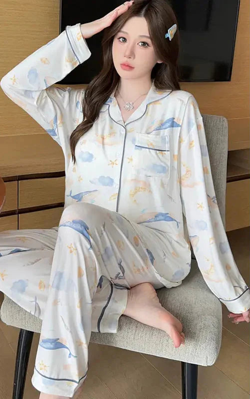 Maternity Nursing Pajamas with Chest Pads (Spring/Fall) - # BAGE211510130-NURSG