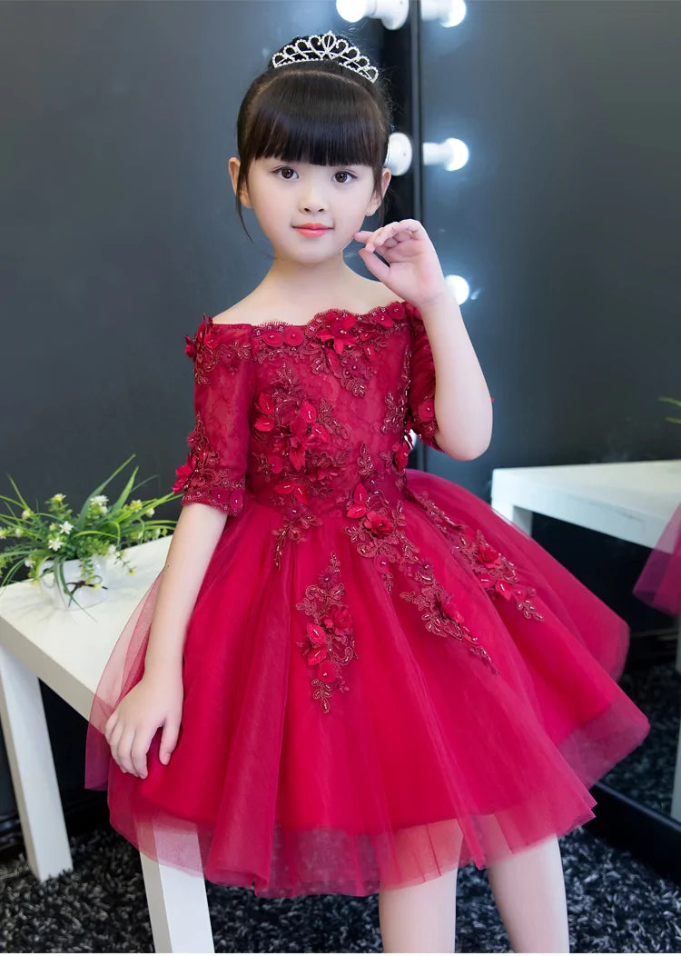 Red Tulle Flower Girl Dress - # GIAA221710002
