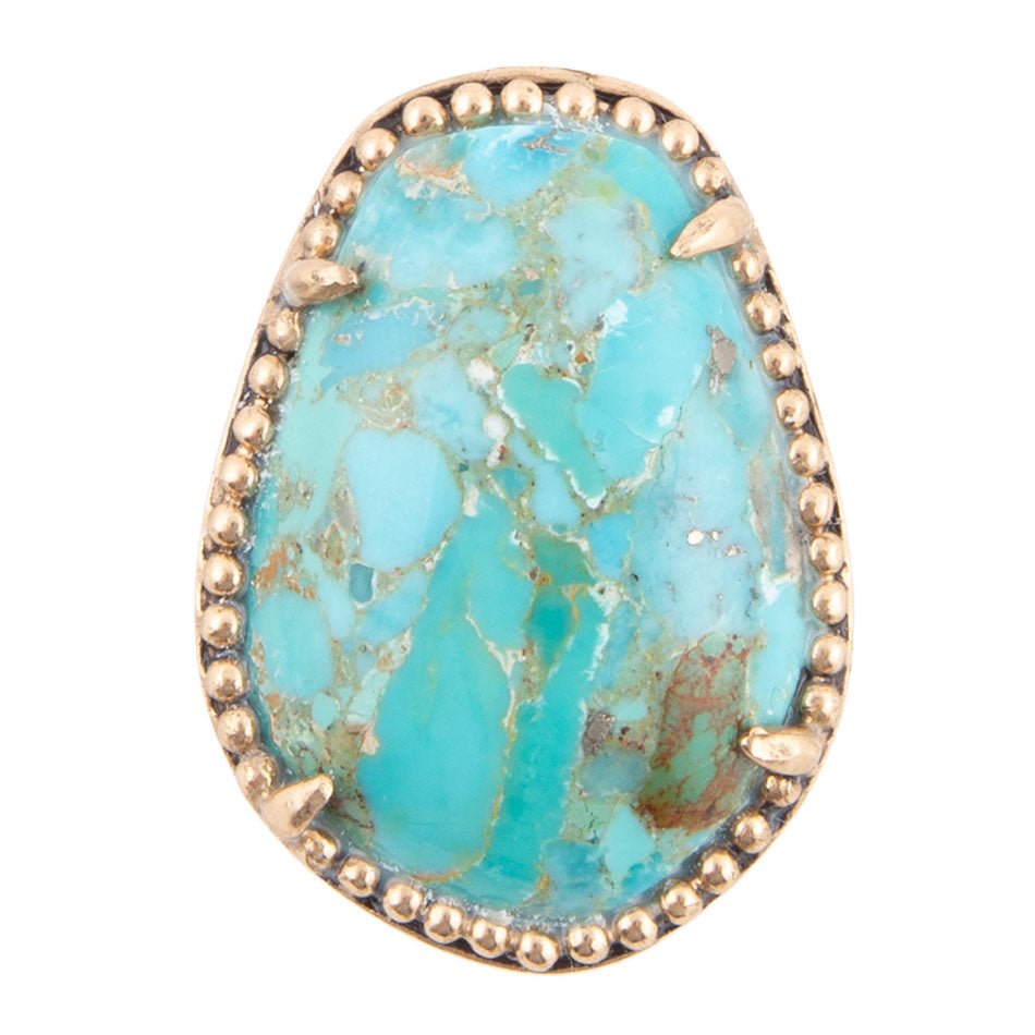 Refined Blue Turquoise Golden Statement Ring