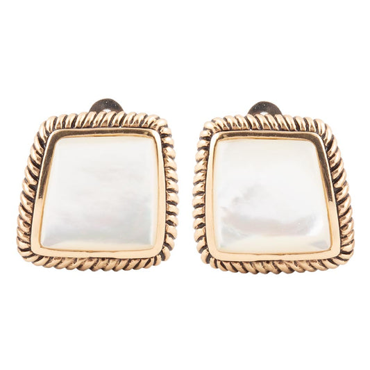 Roped Mother of Pearl Golden Clip Earrings