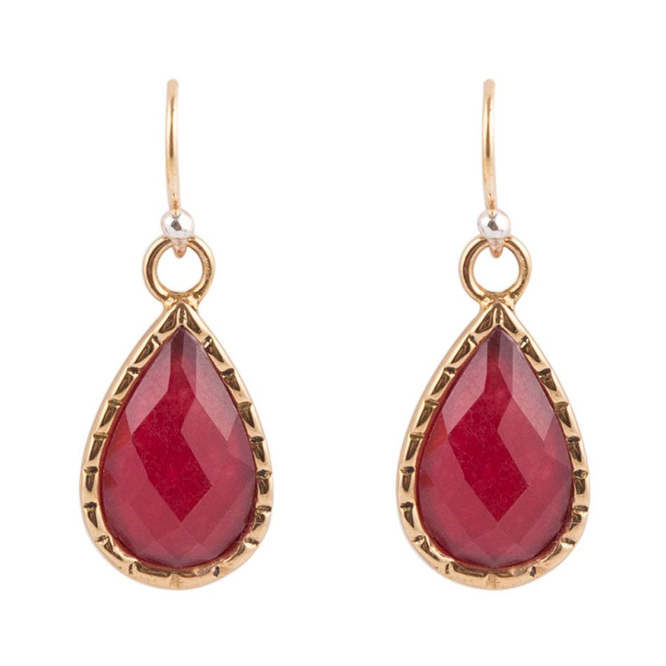 Roped Teardrop Ruby Quartz Earrings