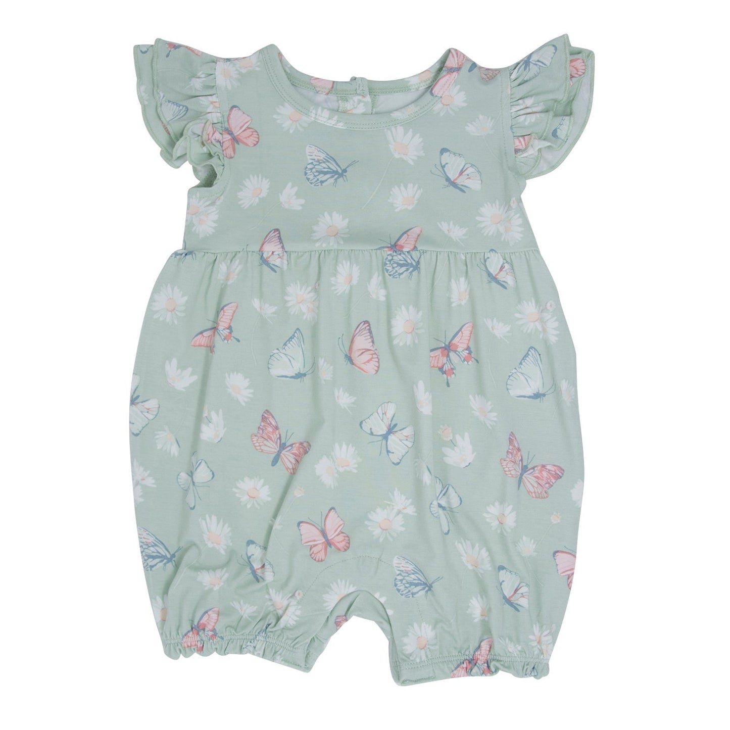 Mint Butterfly Daisy Bamboo Ruffle Romper