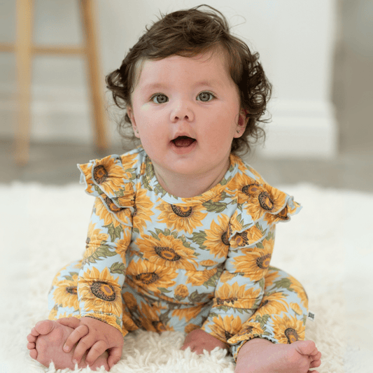 Sammy's Sunflower Flutter Sleeve Romper