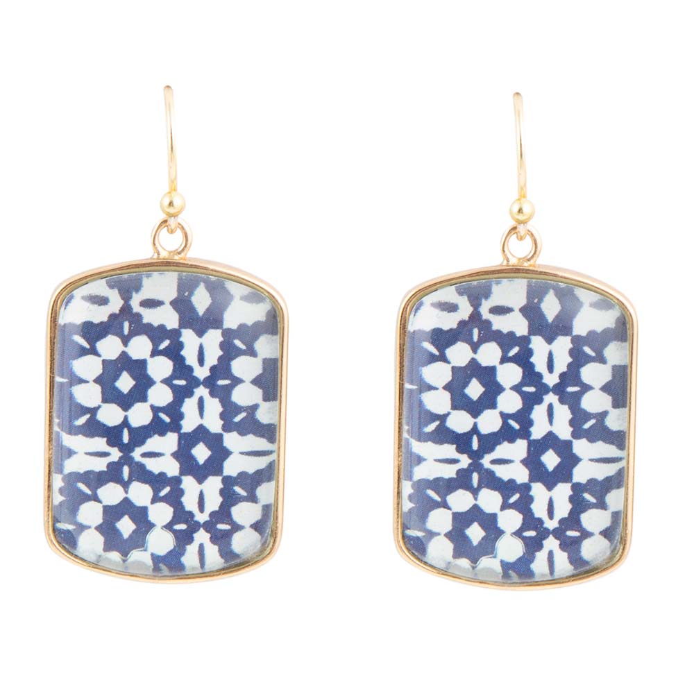 Santorini Cobalt Blue and White Golden Earrings