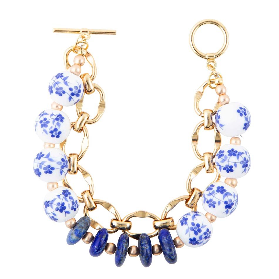 Santorini Cobalt Blue Lapis and Golden Bracelet