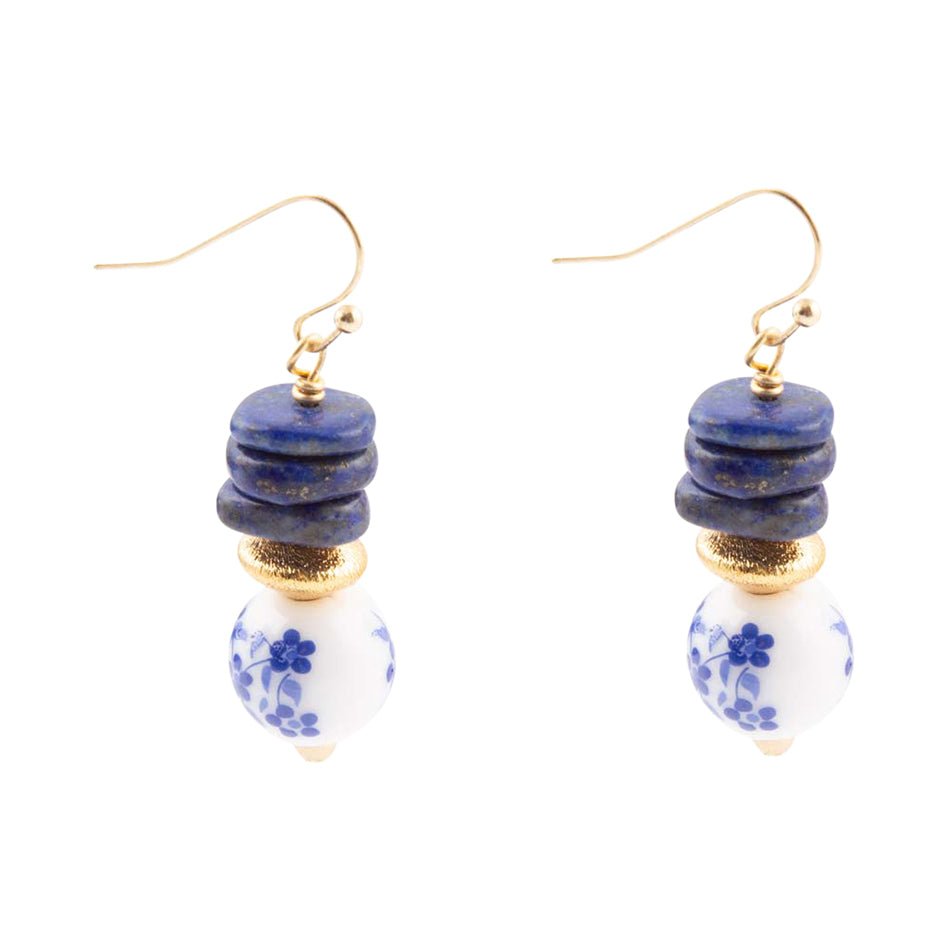 Santorini Cobalt Blue Lapis Drop Earrings