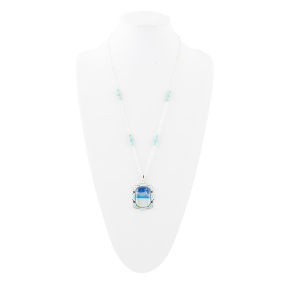 Scenic Beach Blue Larimar and Sterling Silver Pendant Necklace