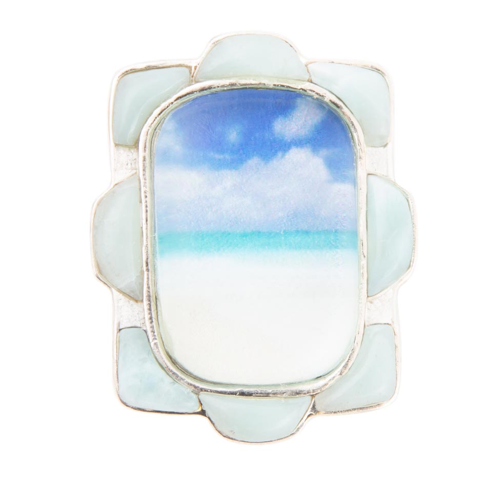 Scenic Beach Blue Larimar and Sterling Silver Ring