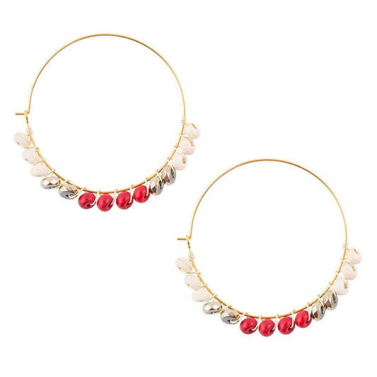 Sepia Red Hoop Earrings