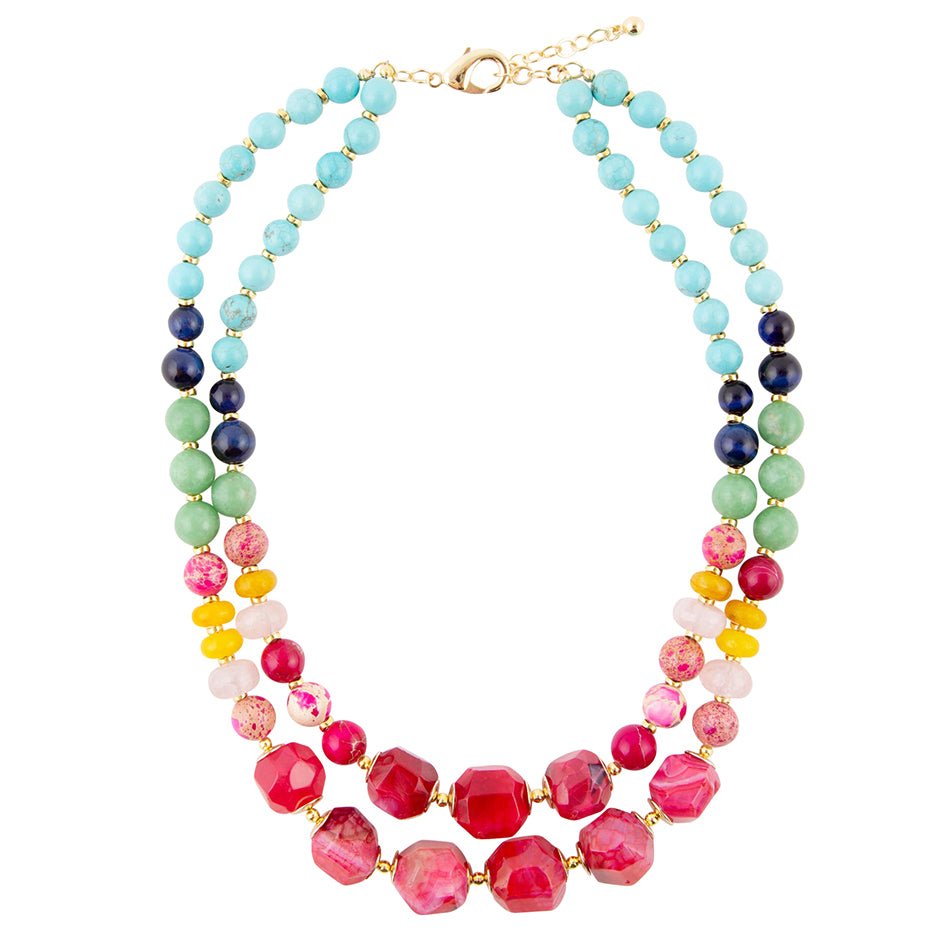 Colorful Serape Multi Stone Statement Necklace
