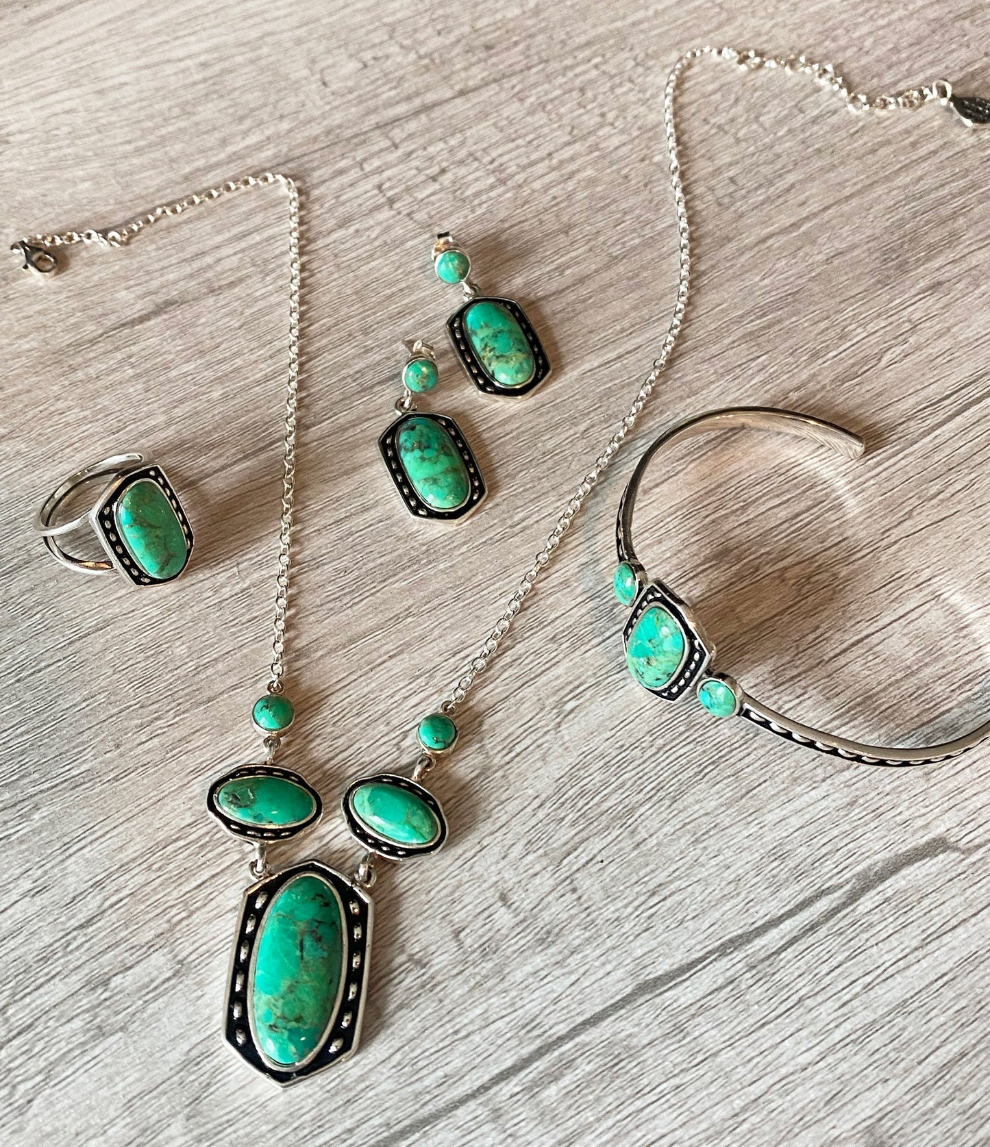 Shielded Lime Greeen Turquoise and Sterling SIlver Necklace