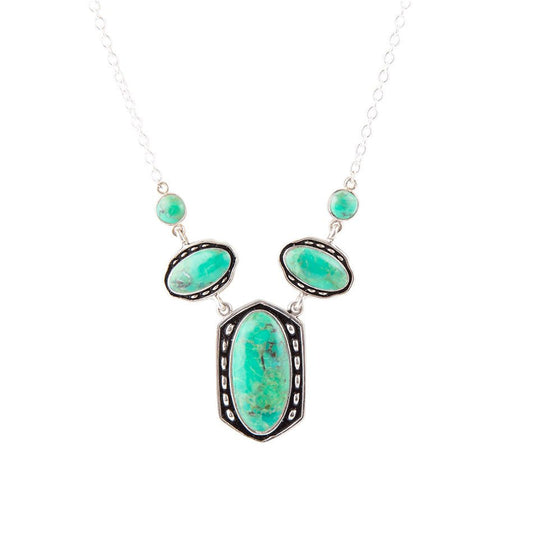 Shielded Lime Greeen Turquoise and Sterling SIlver Necklace