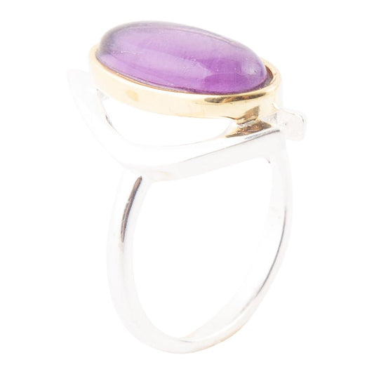 Shine Bright Purple Amethyst Sterling Silver and Gold Ring