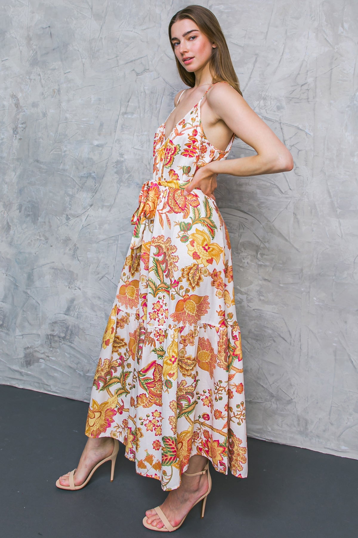 WE GO UP WOVEN MIDI DRESS