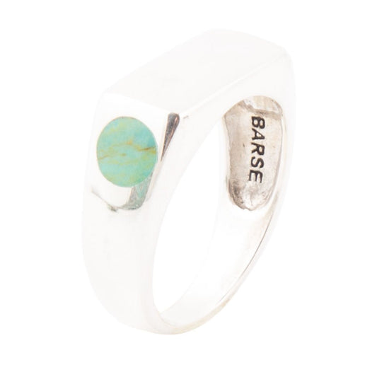 Signet Turquoise and Sterling Silver In The Hole Ring