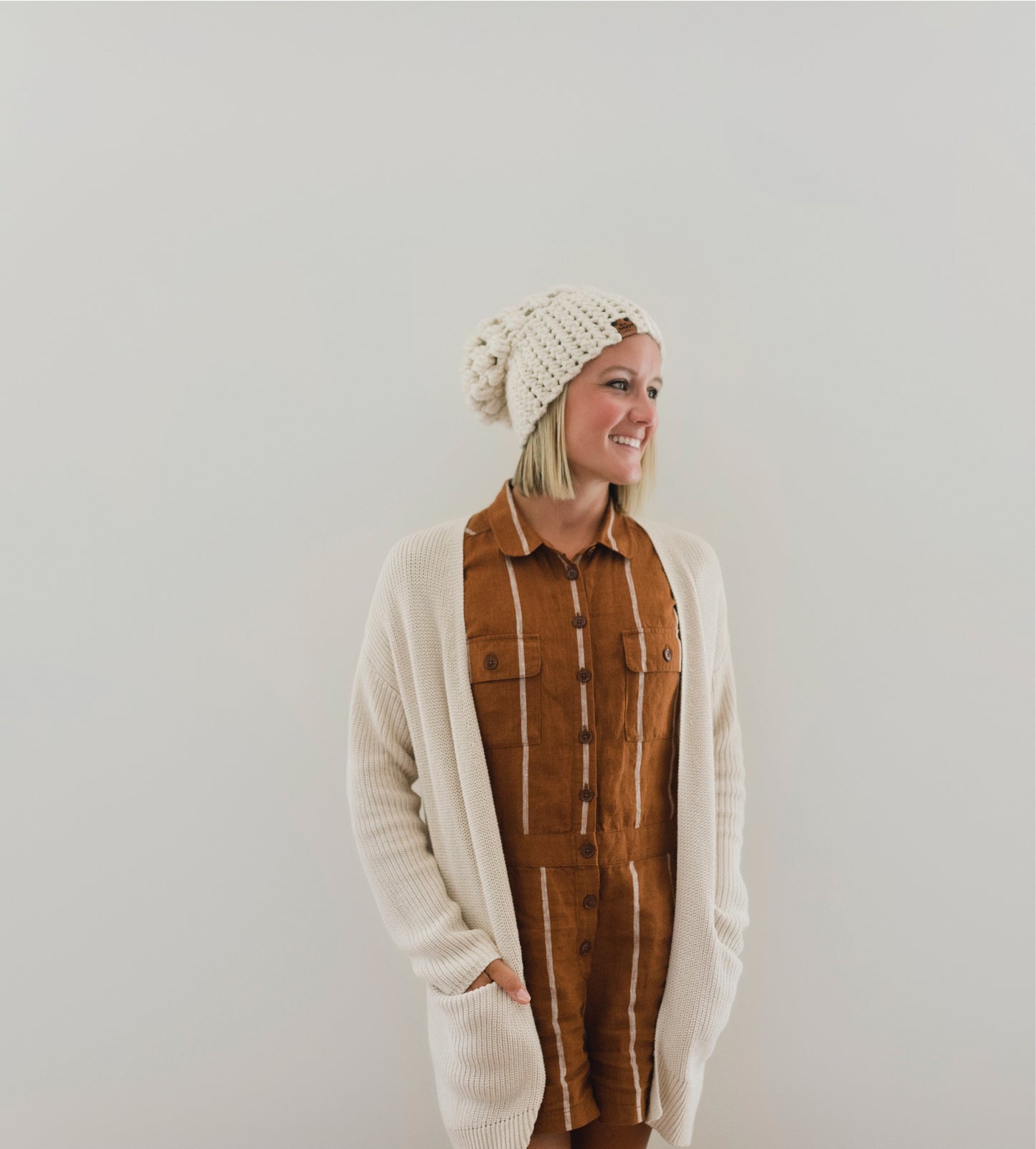 Crochet Slouch Hat | Cream Slouchy Beanie