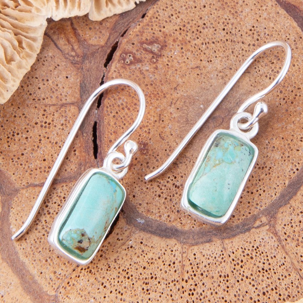 Small Blue Turquoise and Sterling Silver Drop Earrings