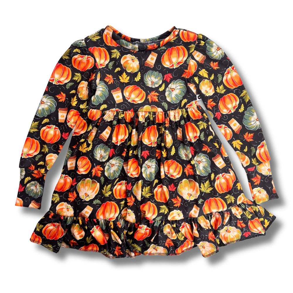 Bamboo Long Sleeve Twirl Dress in Spiced Autumn