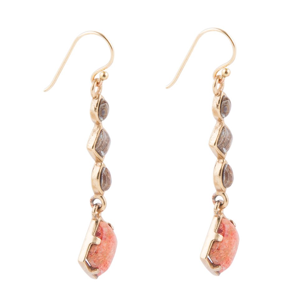 Spicy Orange Coral Drop Earrings