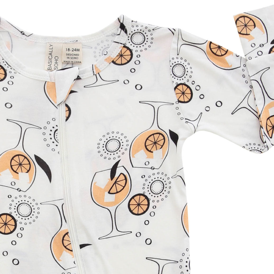 Amalfi Coast Aperol Spritz White Zippered Romper