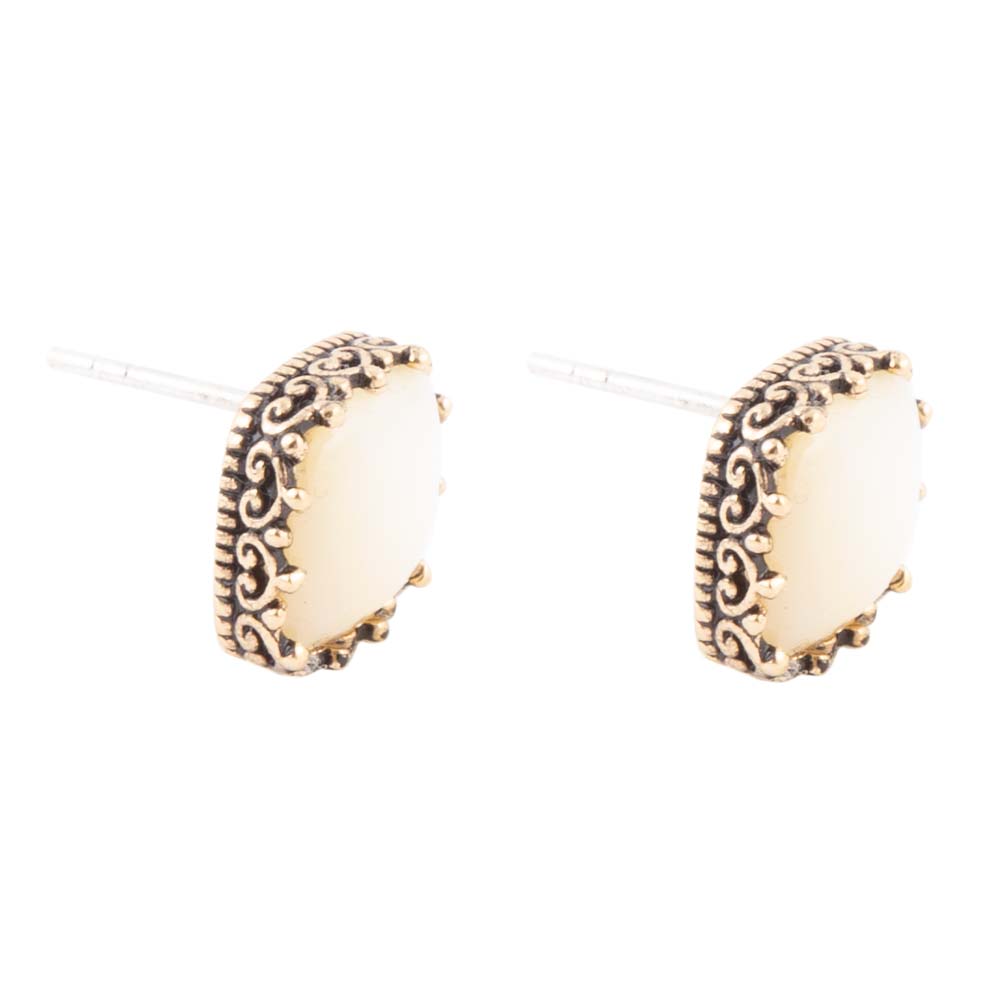 Squared Up Mother of Pearl Golden Stud Earrings