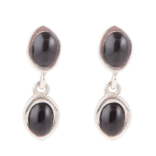 Sterling Silver Black Onyx Drop Earrings
