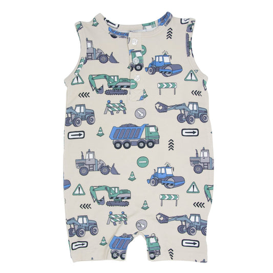 Trucks Diggers Construction Tank Romper