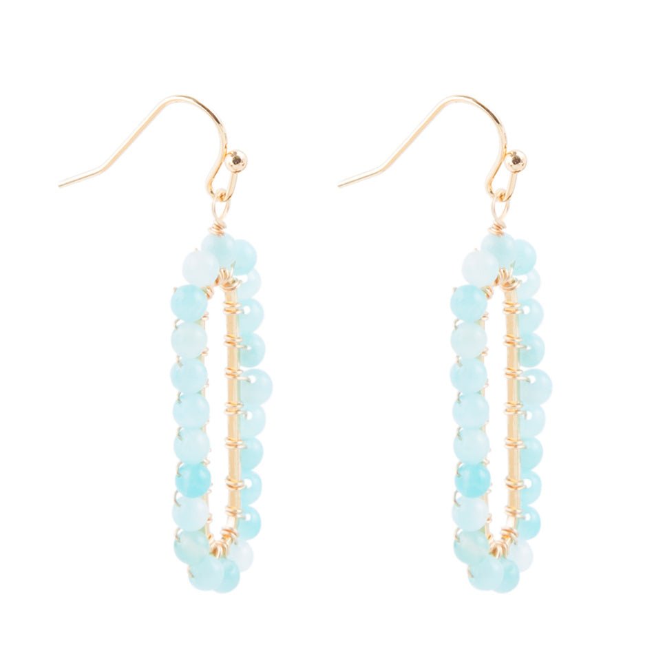 Teal Agate Endless Loop Earrings
